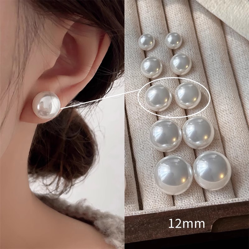 925 Silver Needle Steamed Bun Pearl ear studs for ear piercing, high-end light luxury style earrings, niche and versatile ear clips and earrings pic 16