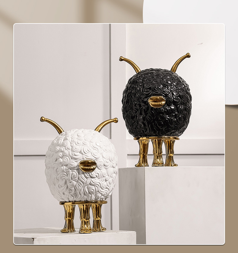 Nordic black and gold fun monster storage cans, creative decoration rooms, homestays, TV cabinets, soft furnishings, daily necessities, dust-proof glass sealed cans pic 7