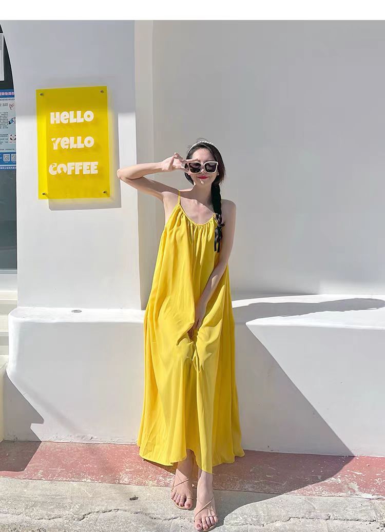 海南三亚旅行穿搭露背沙滩长裙女海边度假拍照衣服超仙吊带连衣裙详情4