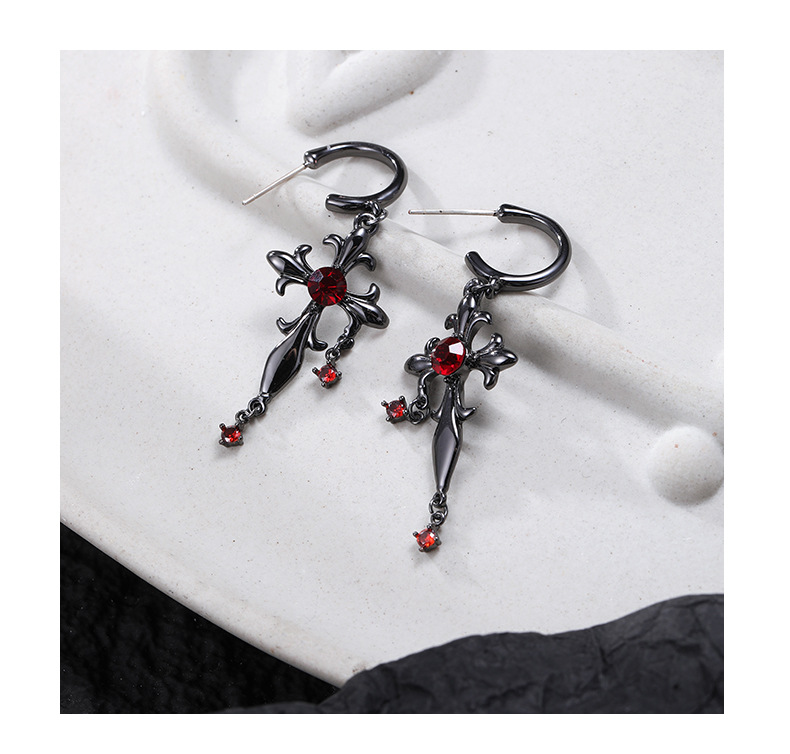 Retro Gothic dark night iris cross earrings, original design sense, European and American punk hip-hop exaggerated earrings for women pic 11