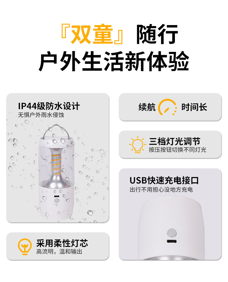 New flexible filament outdoor camping flashlight lighting portable lamp, camping lamp, street stall lighting lamp, camping lamp pic 5