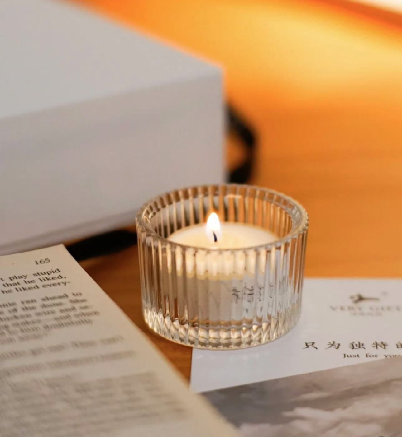 创意简约竖纹跨境烛台亚马逊爆款蜡烛杯玻璃香薰杯家居饰品摆件详情1