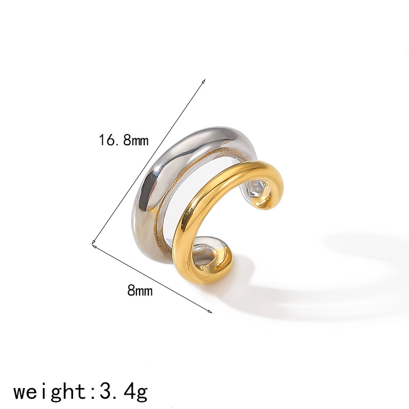 New cross-border Ins-style internet-famous titanium steel ear bone clips, no ear holes, versatile and high-end, 18K gold stainless steel ear clips pic 12