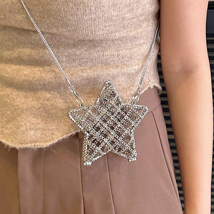 跨境2024夏新款小香风镂空金属星星包晚宴包单肩斜挎气质链条女包详情120