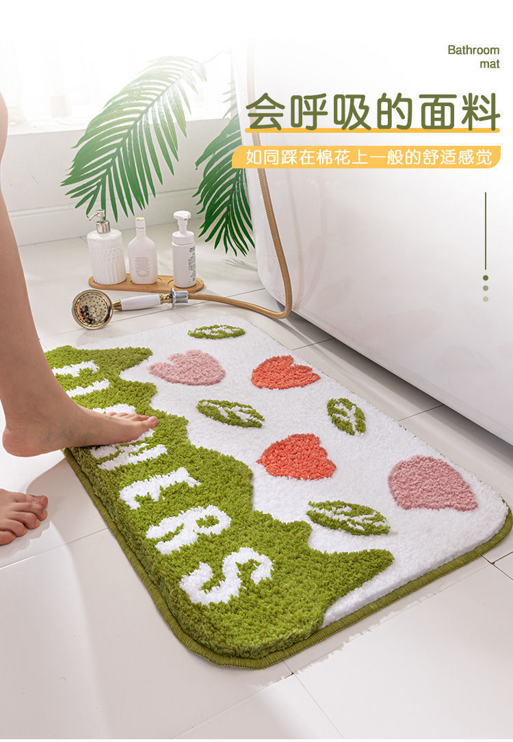 Wholesale of modern rural household bedroom entrance floor MATS, bathroom and toilet door MATS, water-absorbing and anti-slip faux cashmere carpets, cross-border export, densified and thickened, Chenier floor MATS, door MATS, bathroom, bathroom, bedroom and living room door MATS, water-absorbing and anti-slip pic 13
