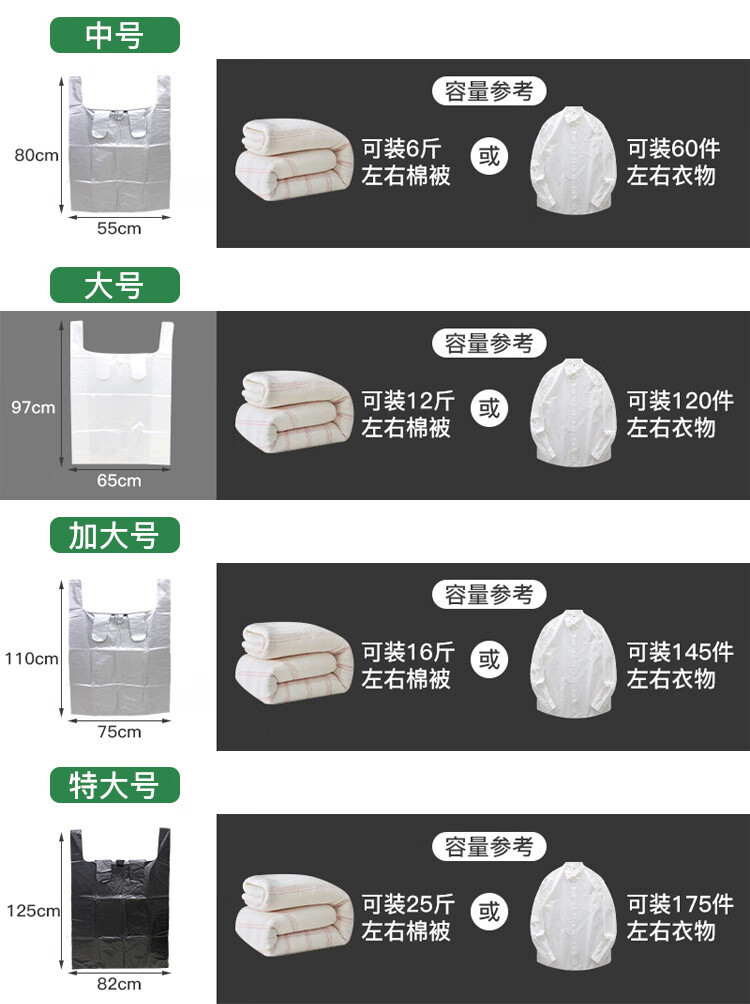 超大号塑料袋银灰色背心加厚棉被打包袋商用手提防尘收纳搬家袋子详情3