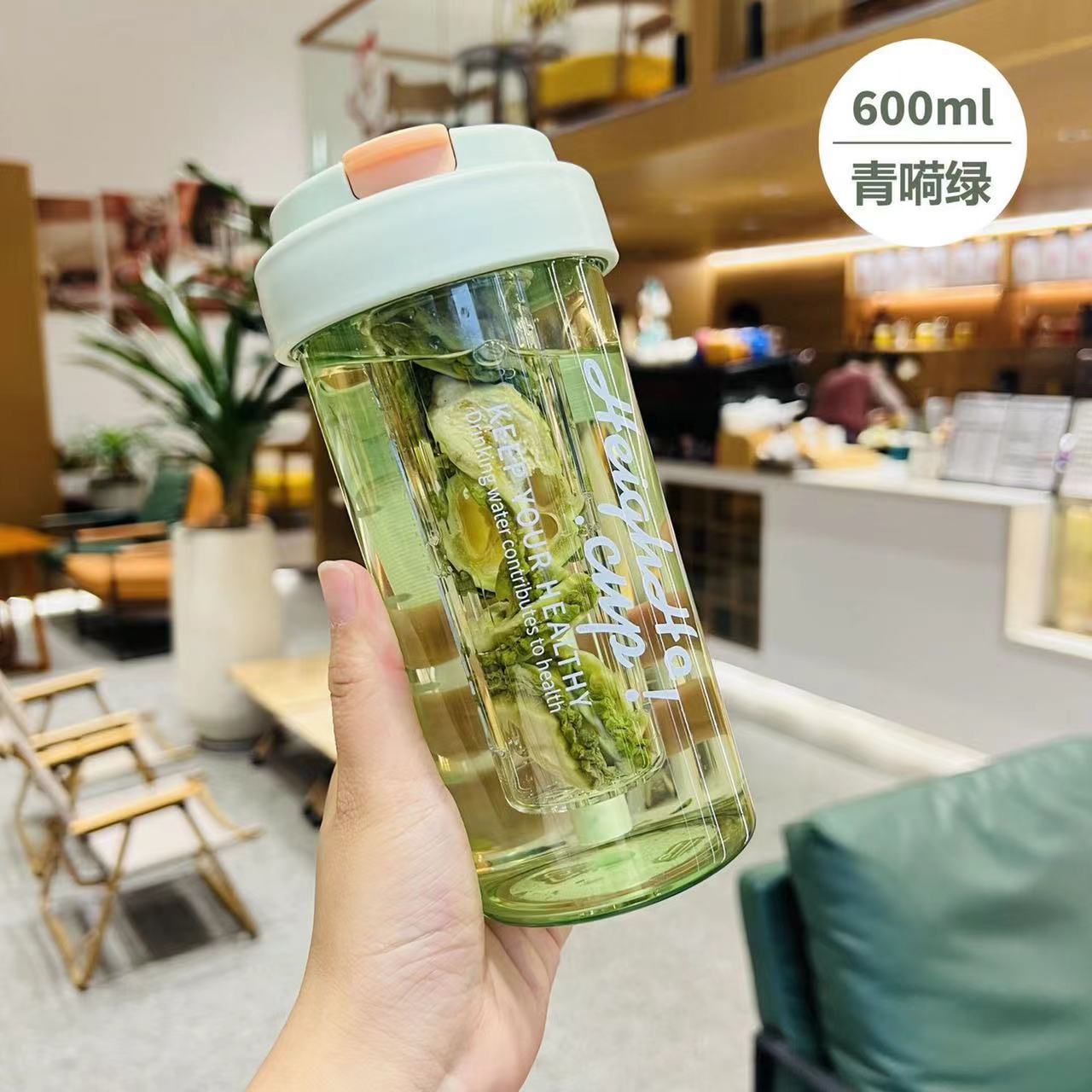 夏季耐高温运动水杯过滤茶水分离杯高级花茶杯便携塑料双饮杯批发详情1