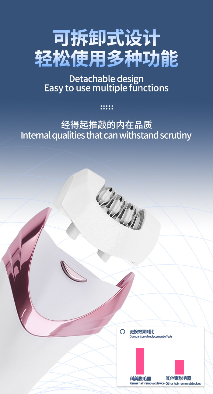 Kemei科美跨境女士拔毛器KM-3010新款电动剃毛器脱毛器拔毛器详情5