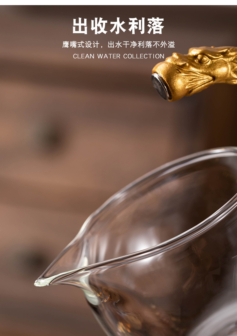 Dragon and Phoenix Presenting Auspiciousness Palace Light Bulb Teapot Semi-automatic Glass Lazy Person Tea Maker Household Magnetic Teapot Tea Maker Set pic 5