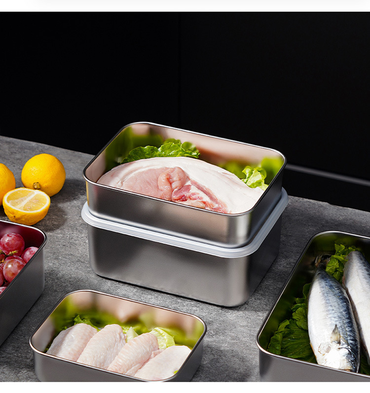 Japanese 304 stainless steel food storage box, kitchen and household use with lid seal, food-grade refrigerator storage, freezing and refrigeration box pic 20