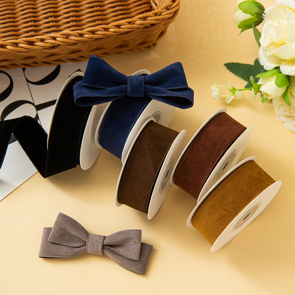 双面压边纯色鹿皮绒织带2.5cm手工diy发饰帽子蝴蝶结鞋帽配件纺织辅料详情2