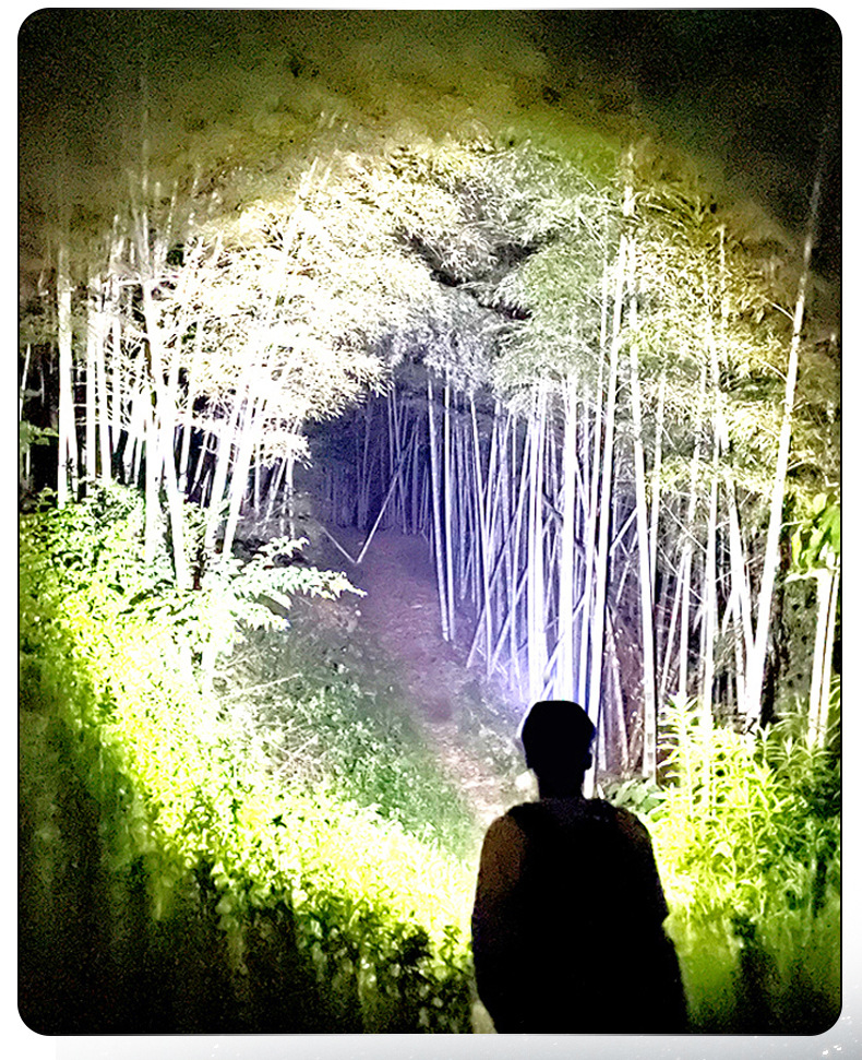 强光手提灯液晶数字电显大泛光手电筒太阳能户外应急铝合金探照灯详情5