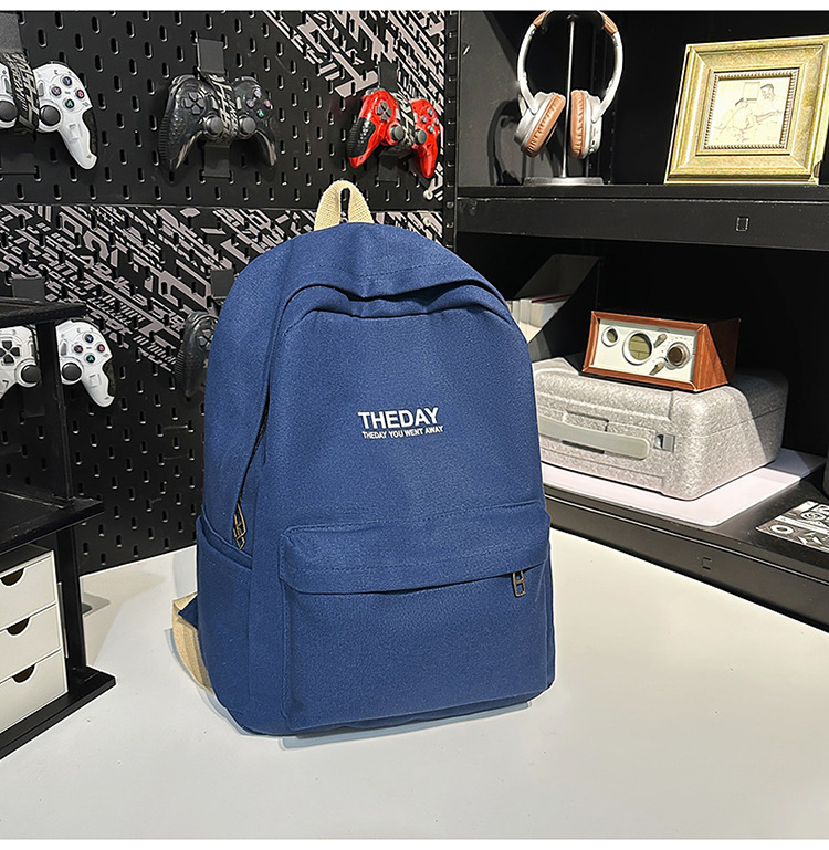 跨境港风双肩包男士大容量休闲韩版帆布大学生高中书包女潮流背包详情24