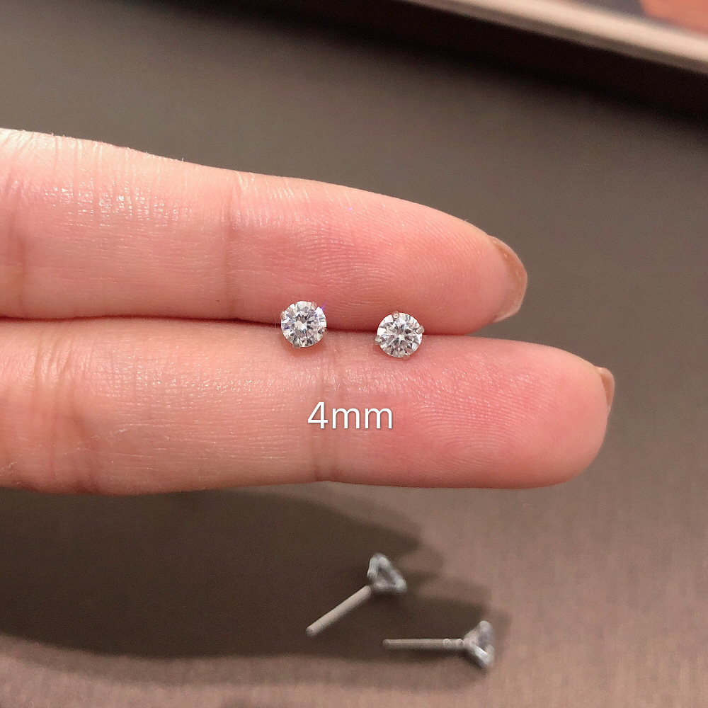 925 Fresh, simple and versatile white water diamond 925 Silver Needle mini loose diamond Stud earrings for men and women, Zircon stud earrings for men and women pic 6