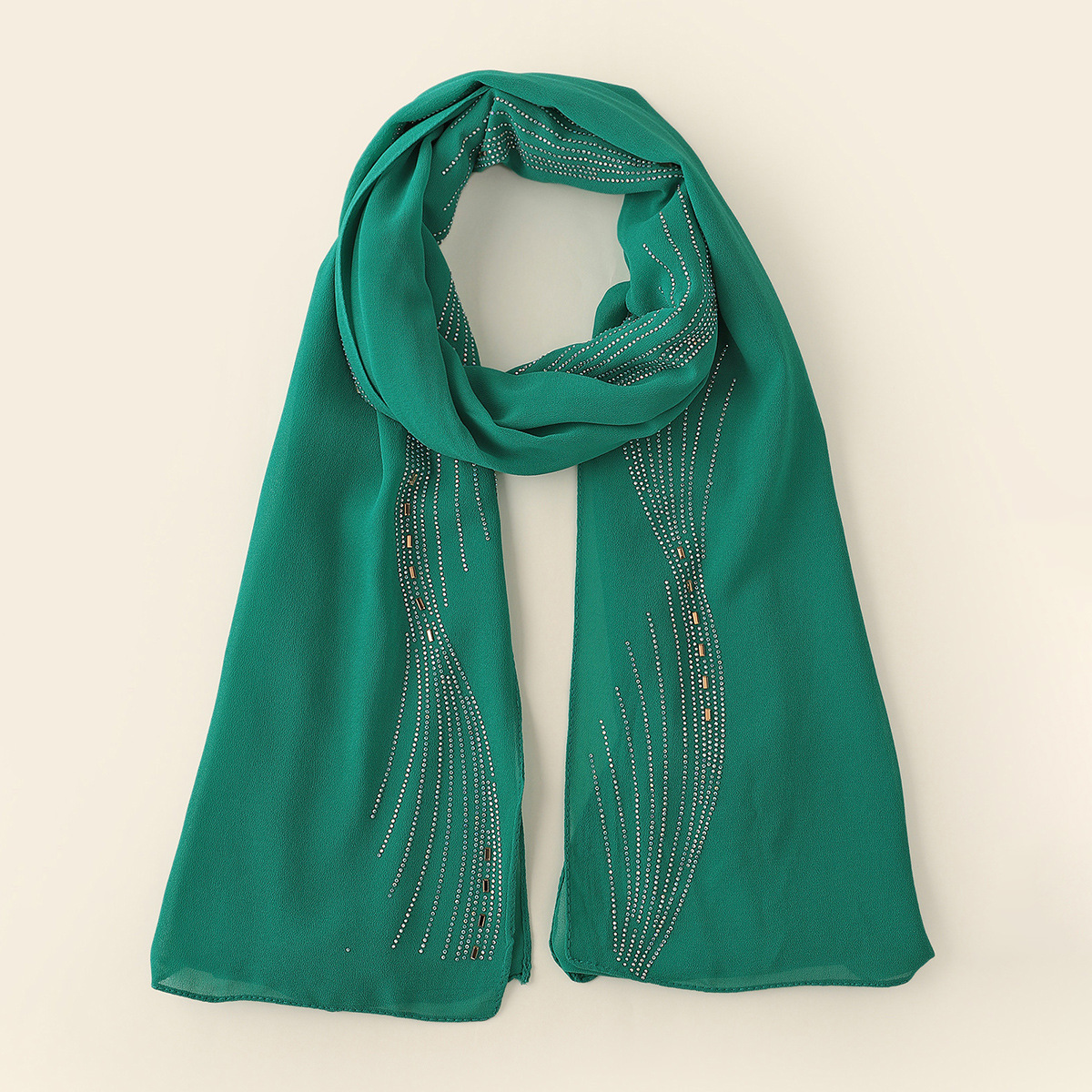 A051素色单色速卖通外贸盖头民族风长巾珍珠雪仿烫钻头巾围巾详情1