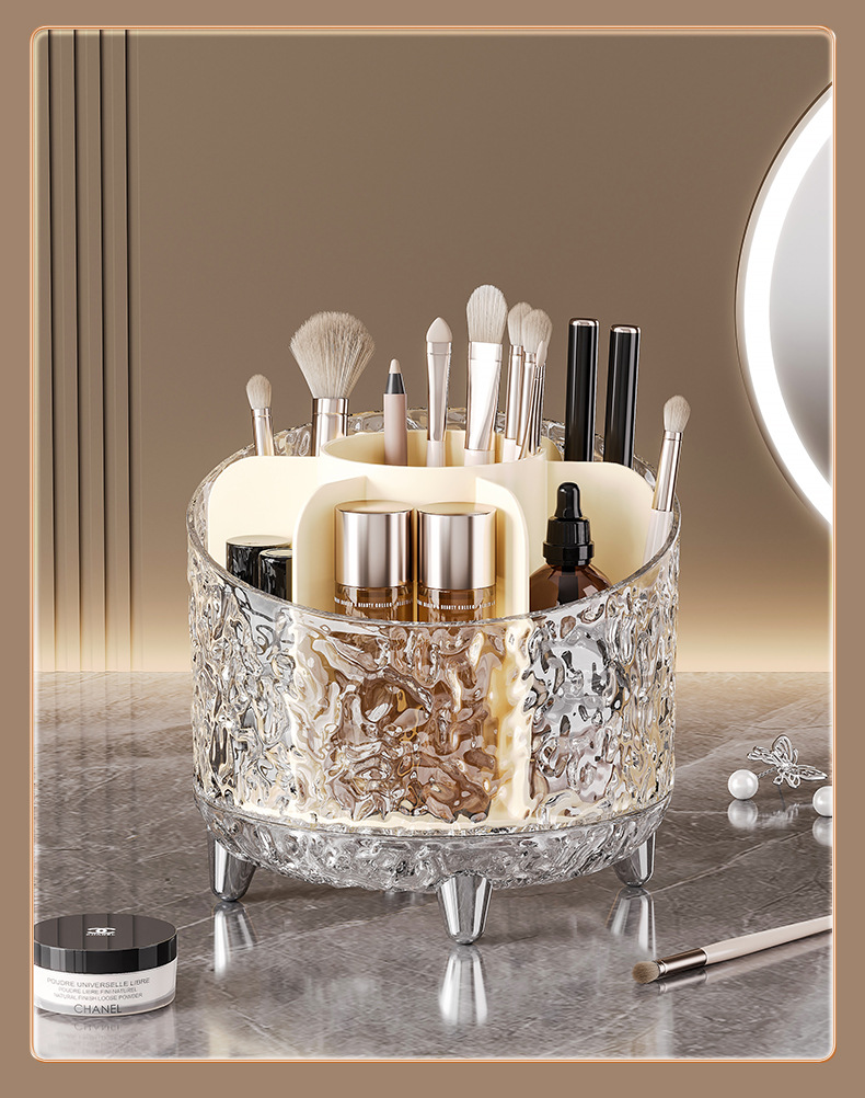 Cosmetics storage box, rotating dust-proof makeup brush storage cylinder, dressing table, desktop pen bucket, lipstick and eyeshadow shelf pic 13