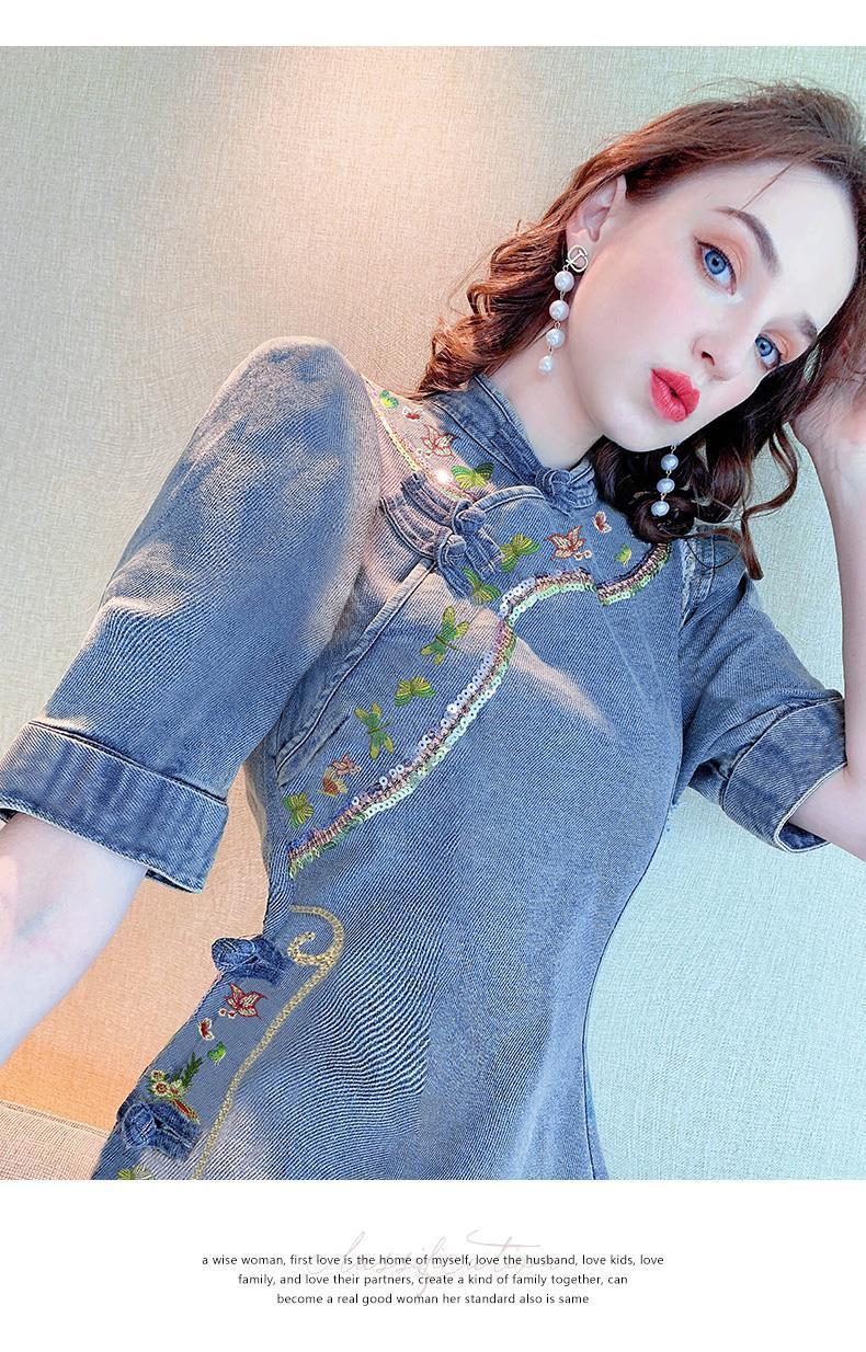A new retro Chinese style button-up cheongsam improved version of a young and trendy dress for girls pic 17