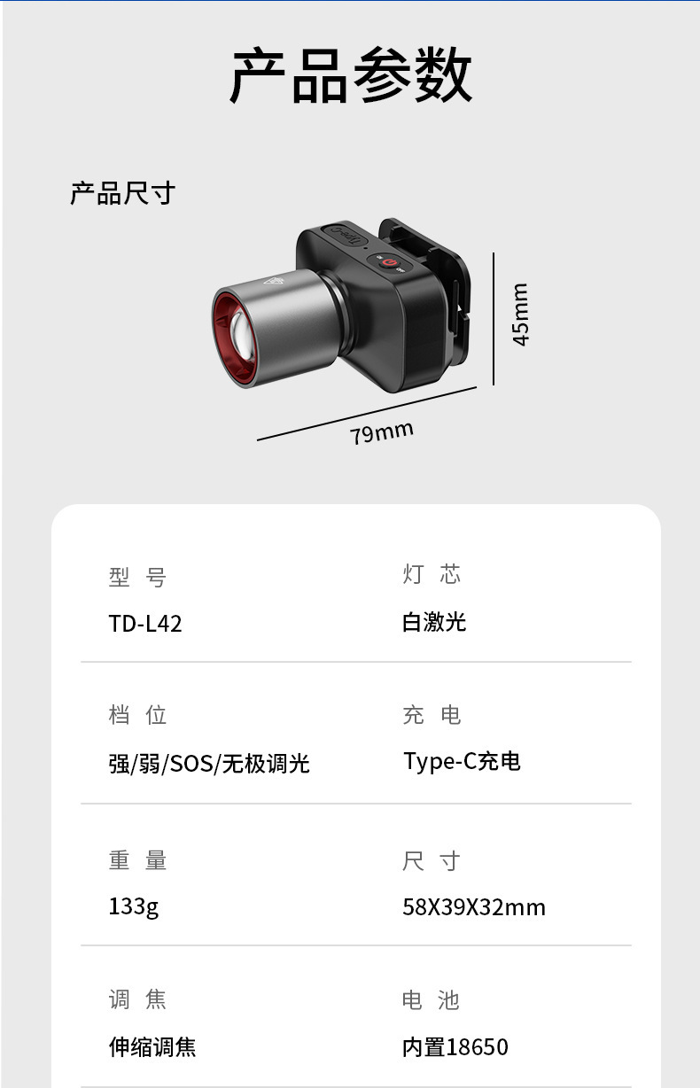 Cross-border best-selling aluminum alloy portable headlamp, multi-functional long-lasting flashlight for outdoor lighting, hand wave sensor pic 12