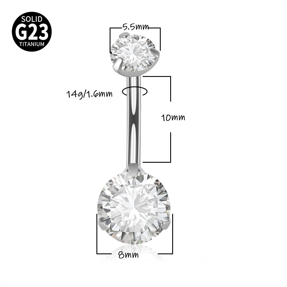 G23钛14g抓锆石脐环内螺纹肚脐扣身体穿刺脐饰详情2