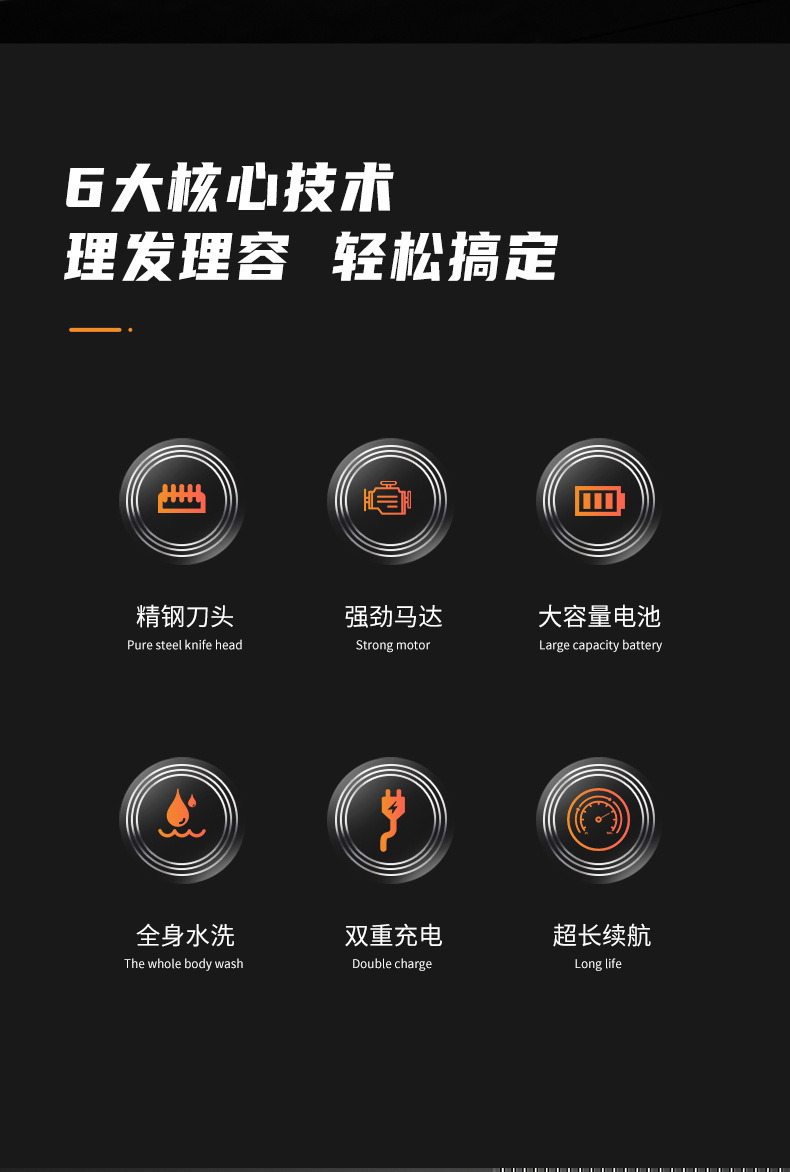 跨境款多功能电动理发器充电便捷家用剃头刀专业美发师同款电推子详情3