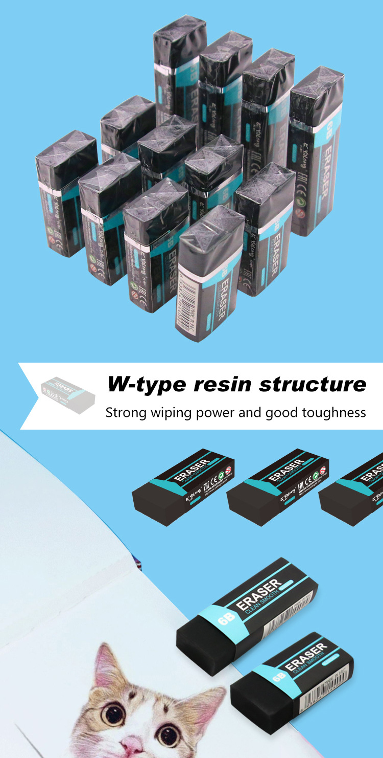 Yalong Classic best-selling standard pencil erasers in various sizes and models, 6B black pencil TPR erasers pic 6
