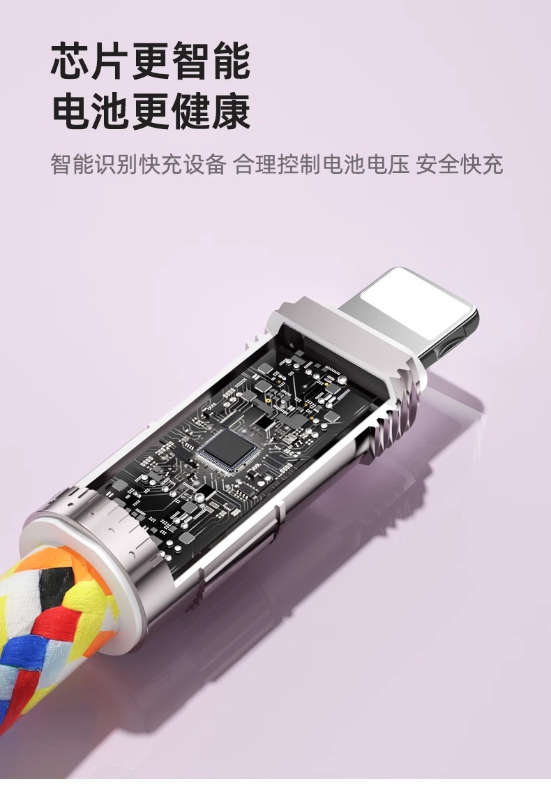 跨境手机线螺旋斜挎手腕短款双TYPE-C线PD充电线二合一挂脖数据线详情12