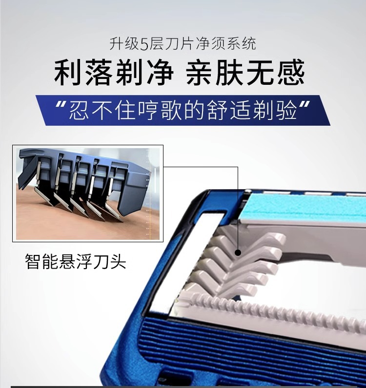 吉列锋隐致顺手动剃须刀5层刀片刀头刮胡刀引力盒正品礼盒男士详情5