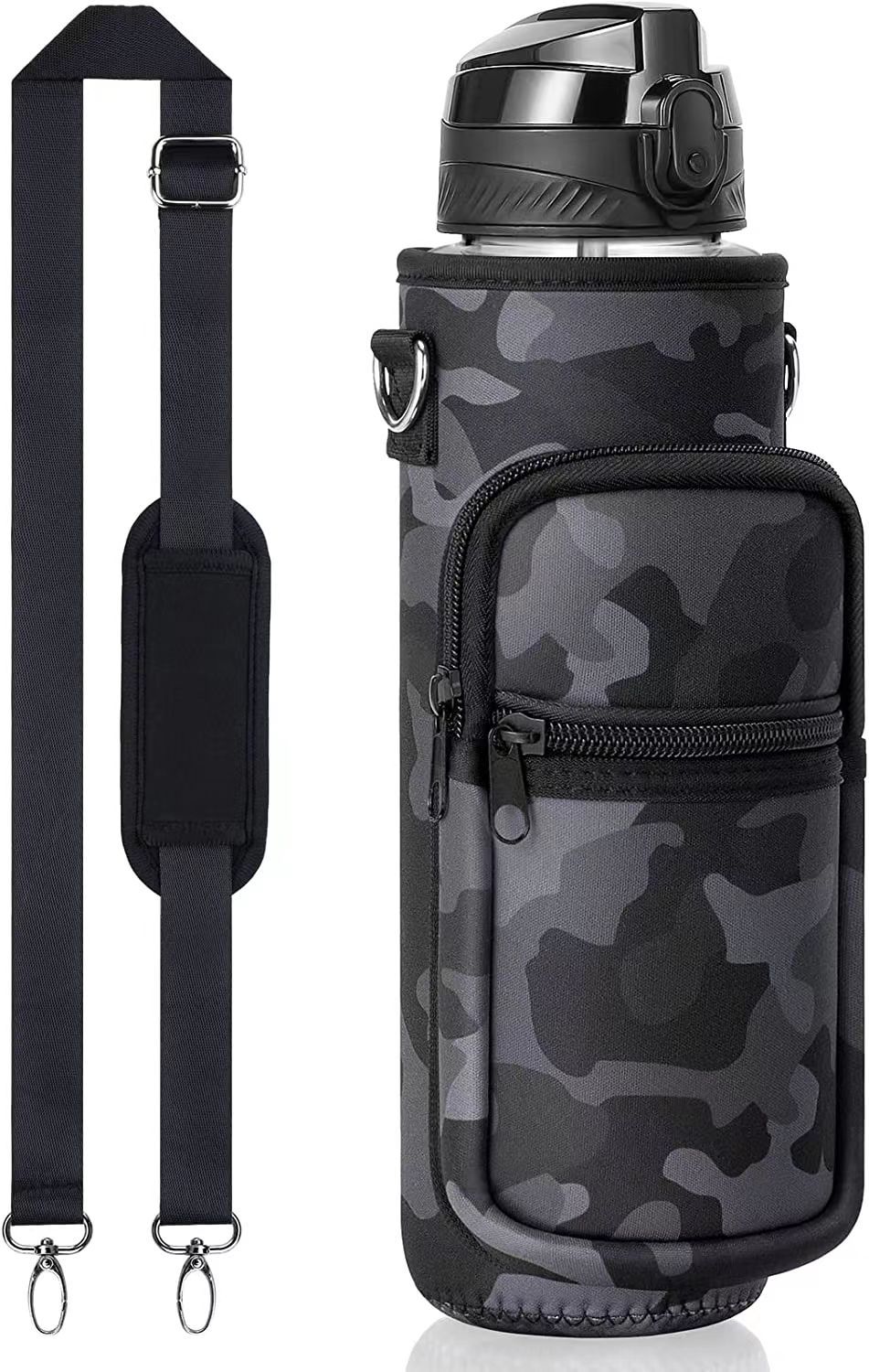 Wholesale SBR diving material outdoor sports water bottle cup covers, hand-held shoulder strap portable thermos flask protective covers from the manufacturer pic 22