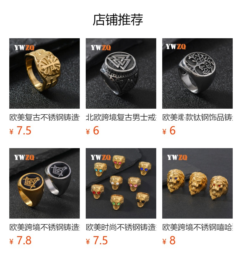 欧美跨境不锈钢戒指铸造十字架男士戒指嘻哈复古钛钢饰品批发厂家详情4