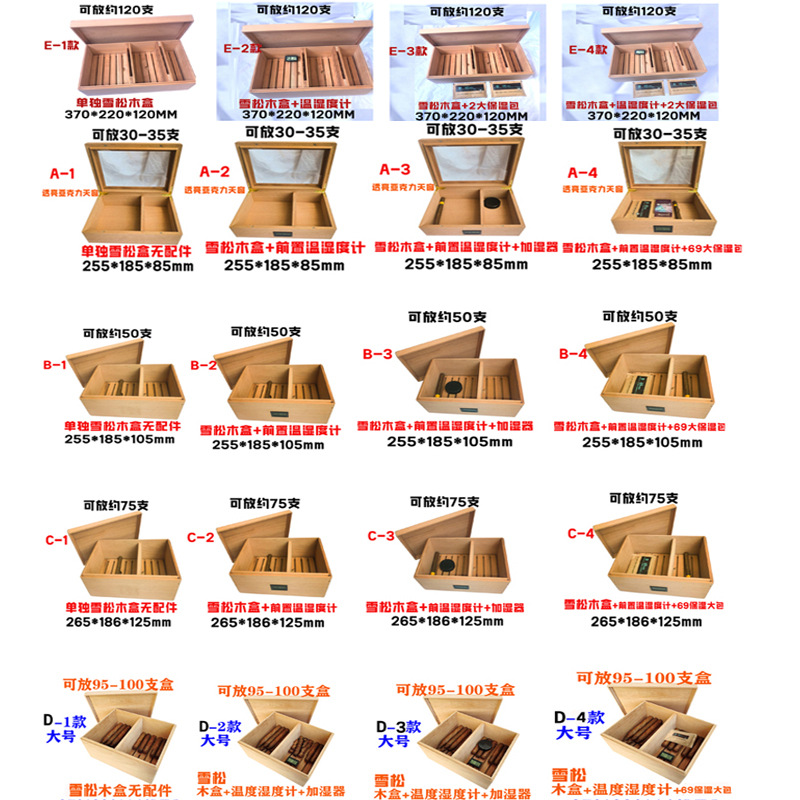 雪茄保湿盒进口西班牙雪松木盒100支大容量醇化雪茄柜实木雪茄盒详情6
