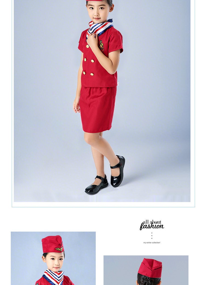 跨境六一中国机长儿童衣服空姐制服小学生儿童机长飞行员表演服装详情11