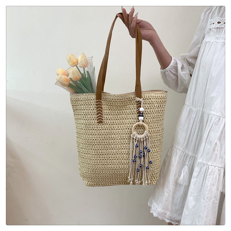 2024时尚新款沙滩草编大容量包包女单肩包百搭洋气编织旅行托特包详情22