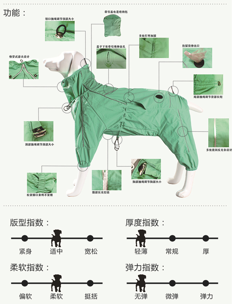 贝欧beow亲宠狗狗冲锋衣防风防泼溅抗静电保暖御寒可调节冲锋衣服详情4