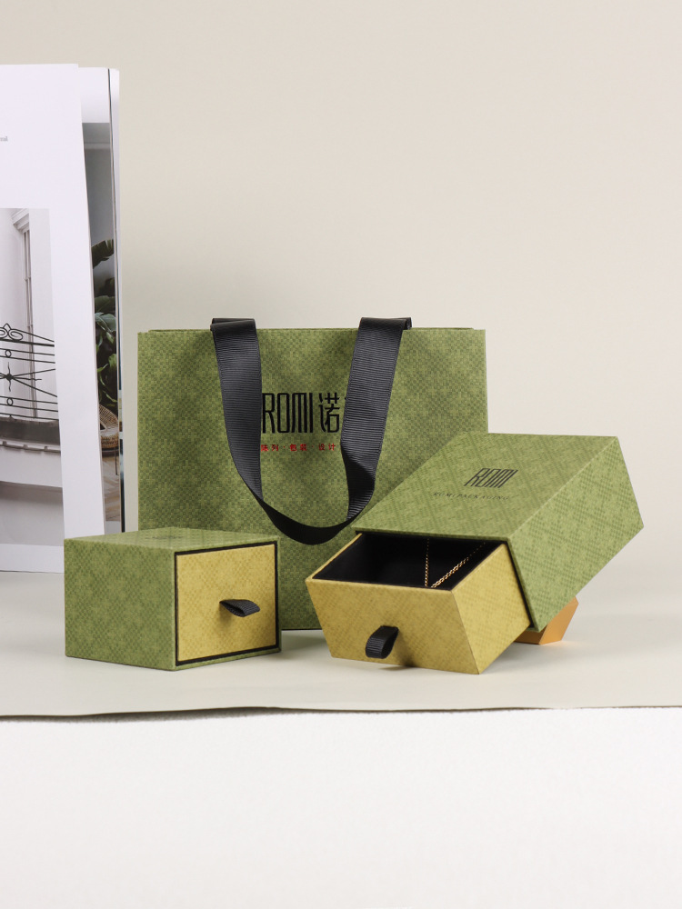 Customized creative grass green jewelry boxes, high-end rings, bracelets, stud boxes, handbags, necklaces, gift boxes, and drawer boxes pic 11