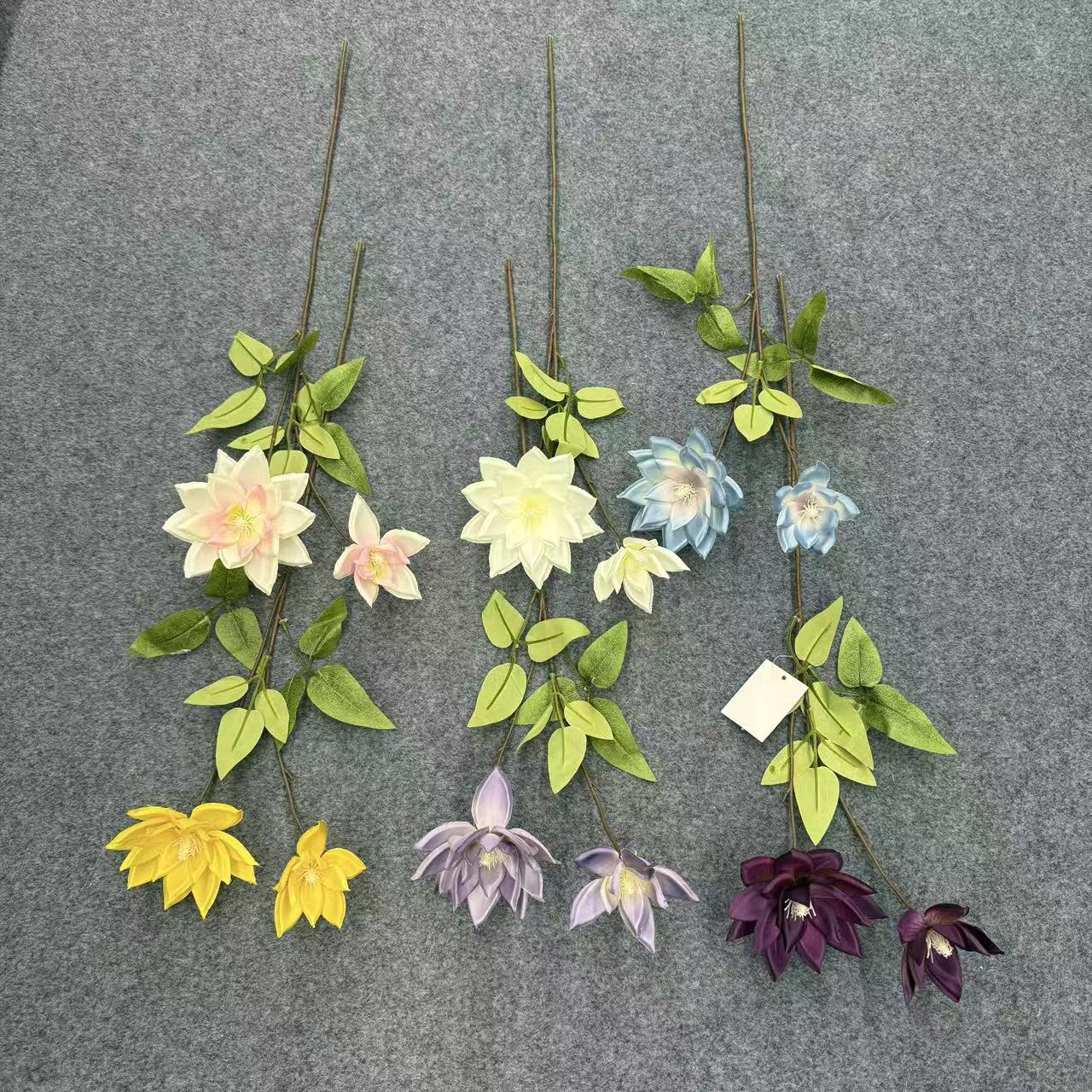 新品2头仿真大丽花莲花仿真花婚礼堂吊顶路引家居摆件婚庆假花详情4