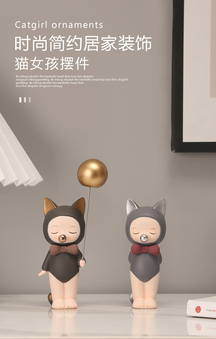 创意可爱少女心桌面猫女孩摆件办公室家居装饰品创意生日礼物女生详情3