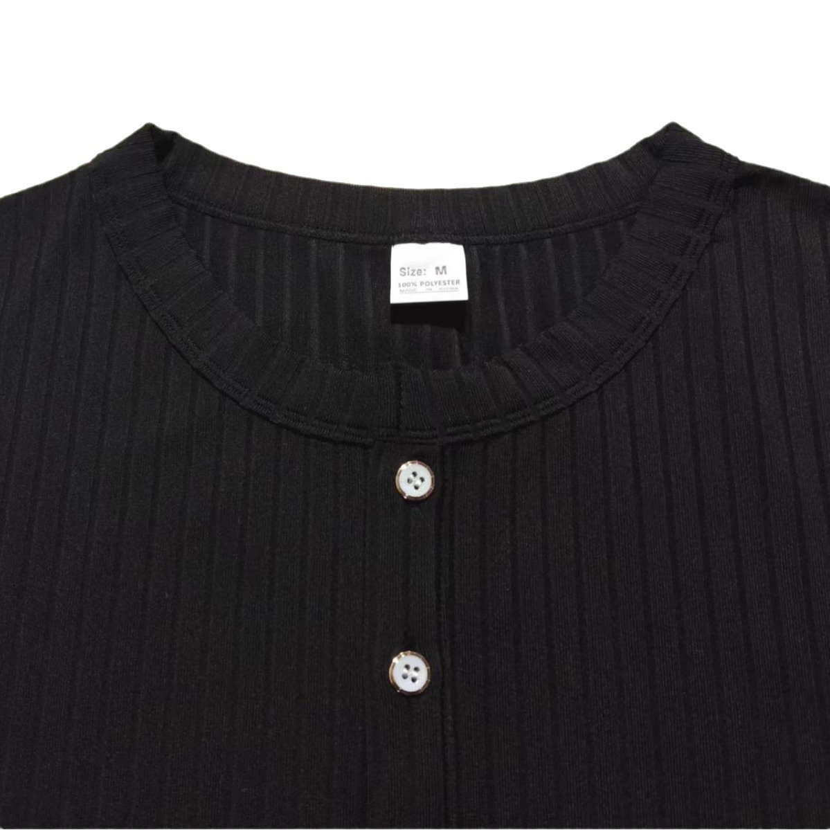 Temu跨境速卖通2025新款男士短袖上衣坑条V领修身短袖亨利T恤衫夏详情45