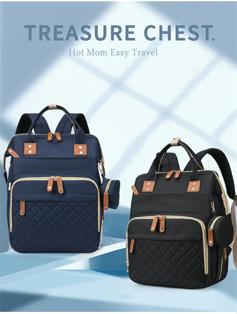 跨境专供高级感妈咪包大容量轻便母婴床包挂童车多功能手提双肩包详情5