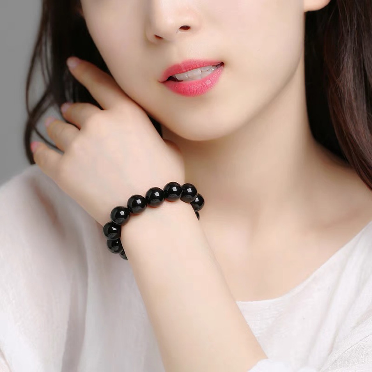 【可出证书】天然乌金黑曜石手链男女款手串礼物详情3