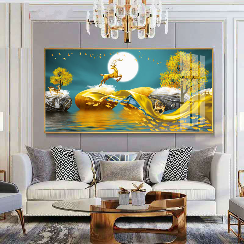 九鱼图玄关画入户画客厅挂画现代轻奢装饰画大气竖版走廊过道壁画详情6