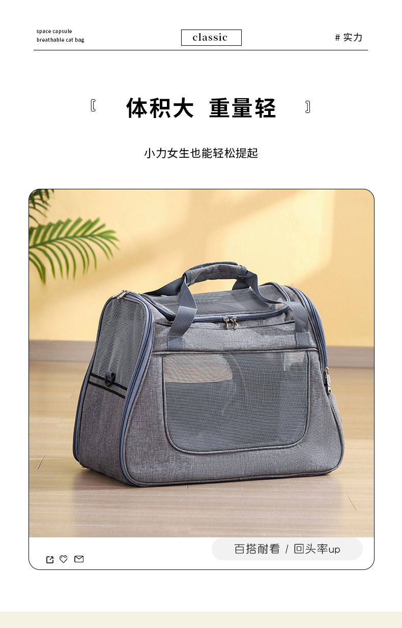 Rongka Pet Cross-border Fashion Transparent Cat Bag, portable pet shoulder bag for going out, breathable pet single-shoulder bag, cat and dog hand-held pet bag pic 5