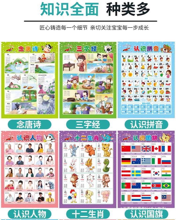 表100认识儿童早教百数启蒙到数字汉字拼音卡片无声挂画挂图宝宝1详情7