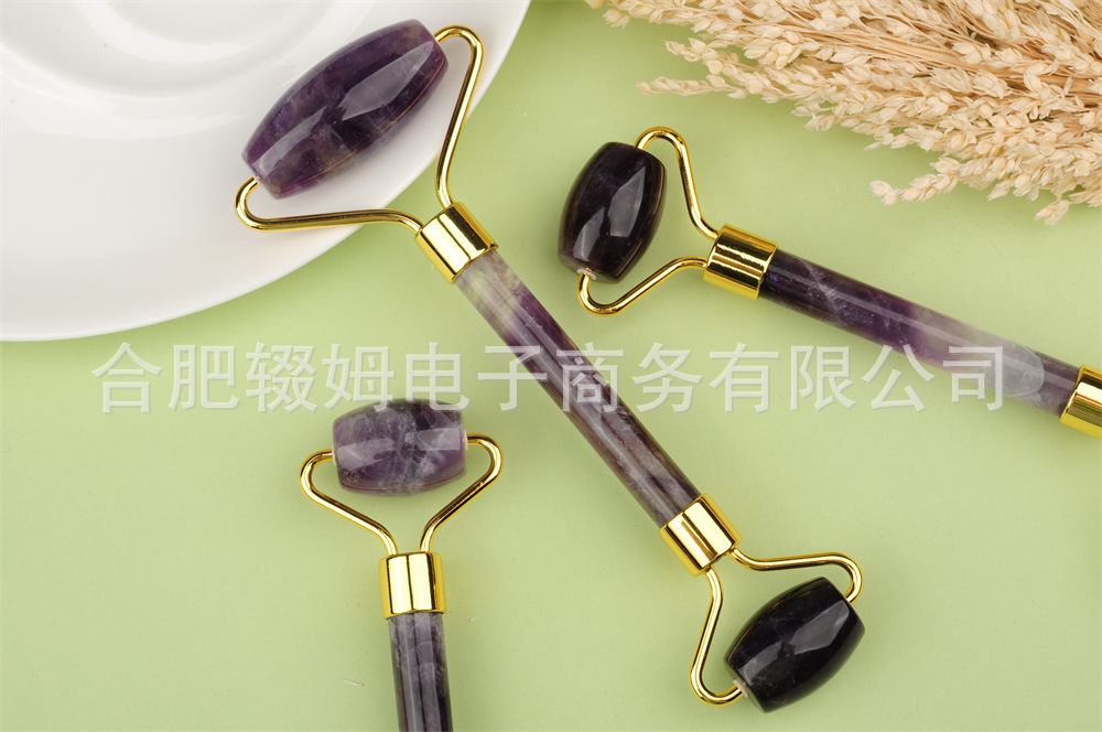 工厂直销紫水晶玉石滚轮按摩器专用脸部刮痧按摩美容棒美容院推拿馆用详情42