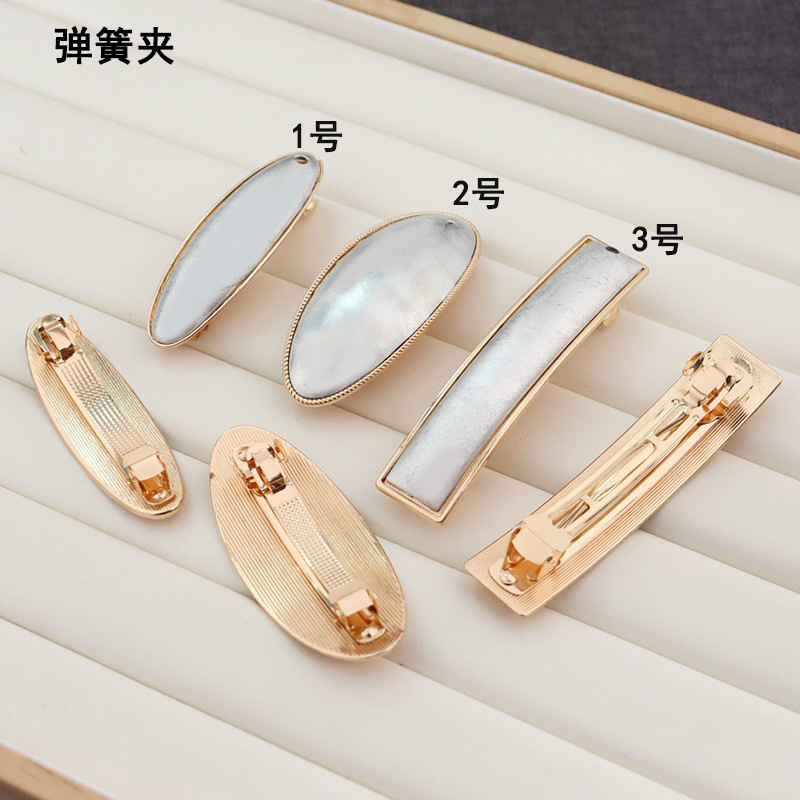 宋锦发夹底托 新中式发夹蓝染刺绣配件包布发夹diy底胚鸭嘴夹发卡详情5