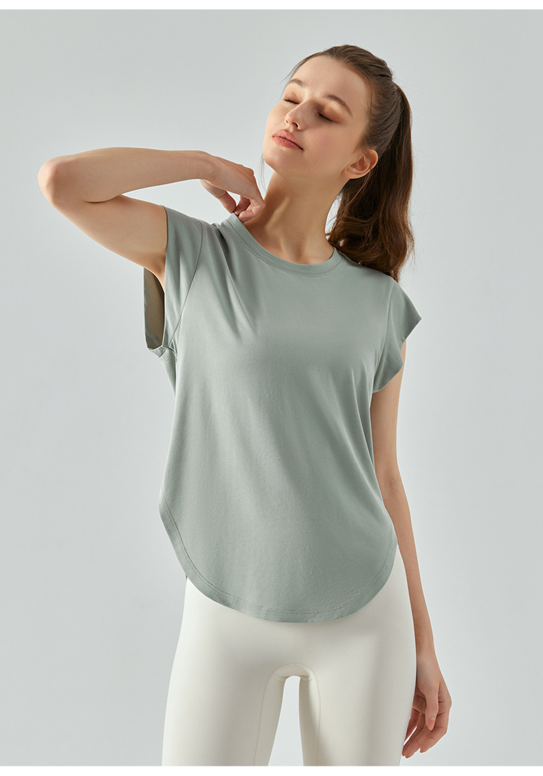 Spring and summer yoga vest top for women, loose, slimming and concealing yoga wear, running training, short-sleeved fitness T-shirt pic 24