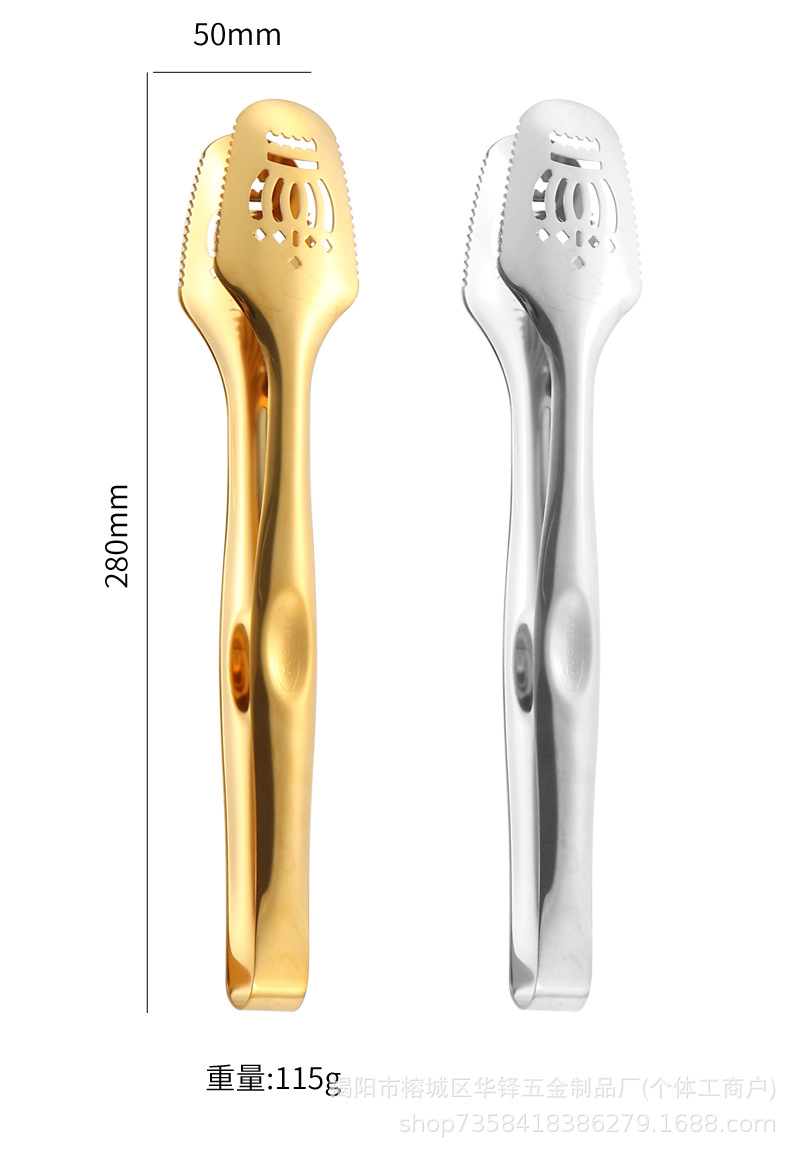 304不锈钢食品夹家用酒店厨房自助餐烘培创意多用途皇冠夹牛排夹详情8