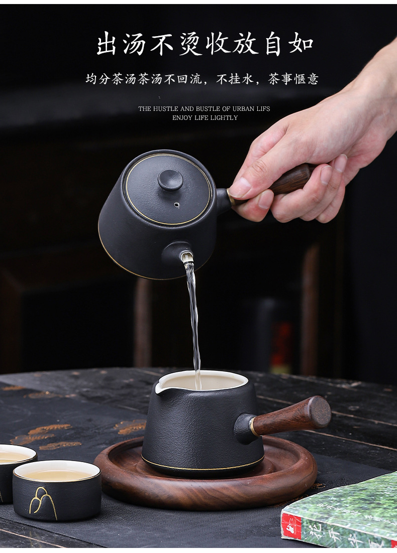 黑陶描金侧把壶功夫茶具套装公司商务开业礼品房地产开盘伴手礼详情9