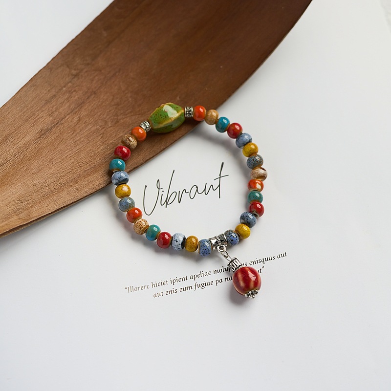 新中式景德镇陶瓷手串女小众设计手链闺蜜手绳批发复古手饰国风详情3