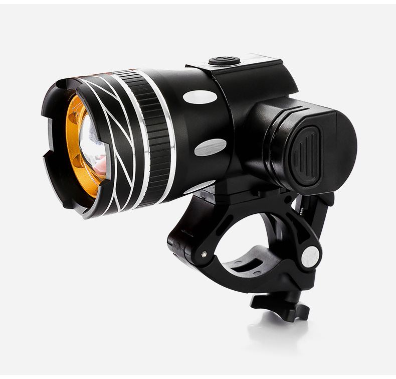 Mountain bike accessories, bicycle T6 headlight, usb charging, strong light telescopic zoom headlight, high-brightness LED warning light pic 26