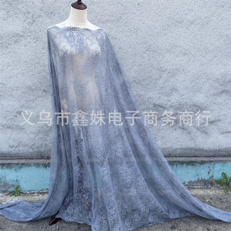 外贸爆款非洲黑人Chantillylace幅宽1.5m*3m厂家现货眼睫毛花详情36
